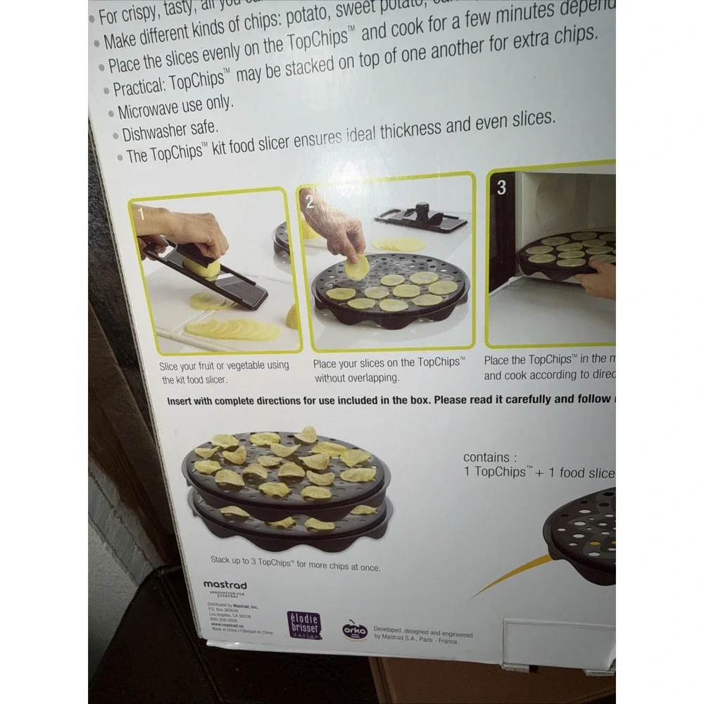 Mastrad TopChips Kit Microwave Potato Fruit Chips Maker & Food Slicer Set NIB